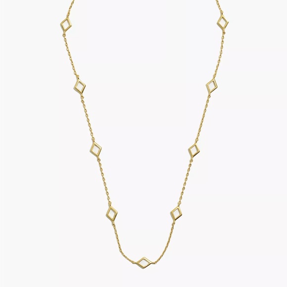 Madewell Glass-Inlaid Diamond Necklace in Vintage Gold